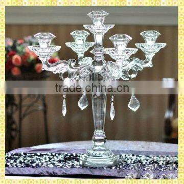 Handmade Exquisite 5 Arms Crystal Candelabra Wholesale For Wedding Table Ceterpiece