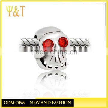 China factory stainless steel loose skull beads for bracelets,craved mental skull beads for bracelets (DIY-023)