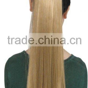 Blonde long straight synthetic claw clip pony tail hair pieces