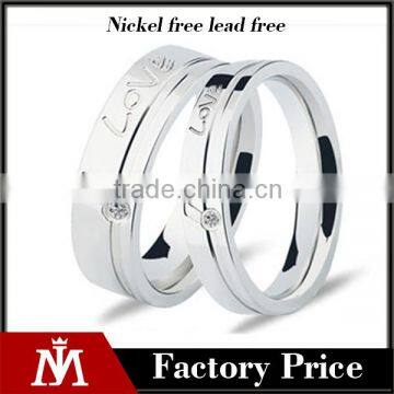 2016high polished crystal engrave 316l stainless steel wedding band ring for lovers