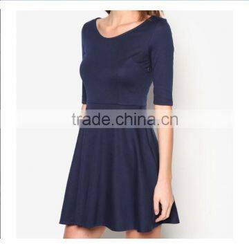 Short Sleeves V Neck Skater Dress Women Latest Fashion Summer Dress photo-1