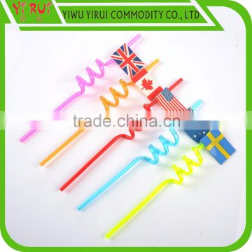 flag logo crazy spiral drinking straws funny drinking straw