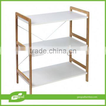 free standing display shelves/bamboo white free standing shelves