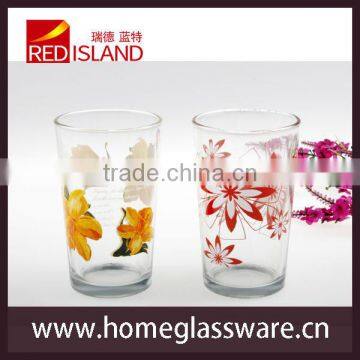 manufactory supply 12oz glass cup with printing, glass tumbler