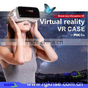 Portable VR 3D Glasses Newest VR CASE 6th Headset with Remote Control for Smart Phone in Shenzhen