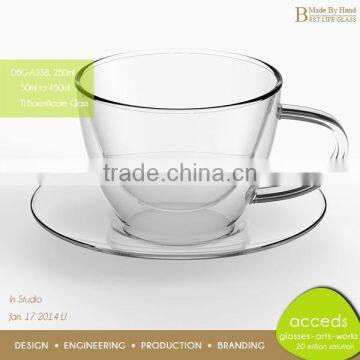 Heat Resisting Glass Custom Printed Tea Cups And Saucers Wholesale photo-3