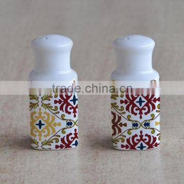 ceramic spice, salt and pepper shaker set with decal