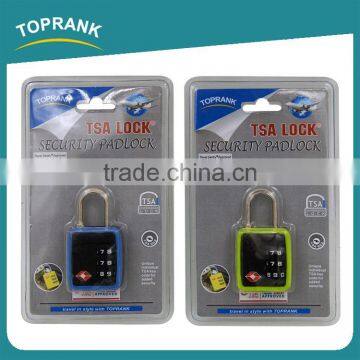 Toprank Wholesale Professional 3 Dial Resettable TSA Code Padlock Plastic Tsa Luggage Lock