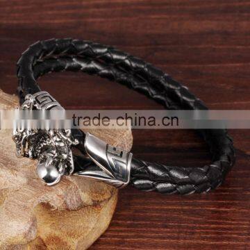 Men's Leather Bracelets 316L Stainless Steel Jewelry Genuine Leather Bracelet photo-3