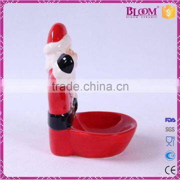 Christmas Santa Small Ceramic Tealight Candle Holder photo-4