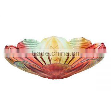 Flower design glass fruit bowl/ leaf shape art glass plate/ top quality glass ashtray fruit/ candy/ ash plate BHL-P12