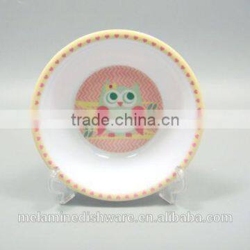 Cute design round 100% melamine bowl for kids/ melamine children dinnerware bowl