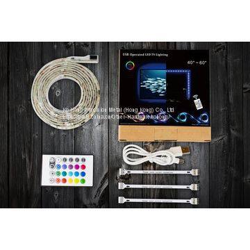 TV Bias Lighting USB Powered LED Light Strip for 47-50 Inches TV Back Decor 20 Color Options Dimmable Remote