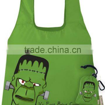 Customized Skull Shape Design Folding Bags Fashion Halloween Black Tote Foldable Bags Reusage Foldable Shoulder Bags photo-3