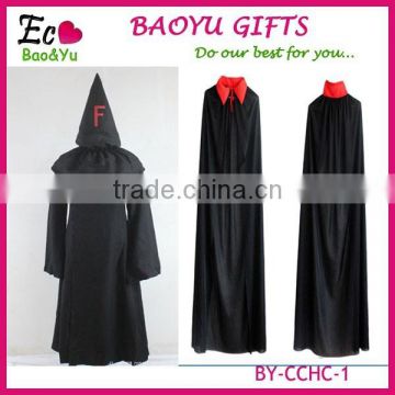 Halloween Black Death large party long black and red cloak hooded long black devil cloak