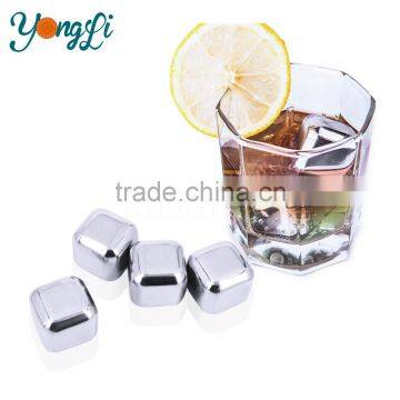Stainless Steel Reusable Wine Cooling Cubes with Ice Tongs Whiskey Chilling Rocks