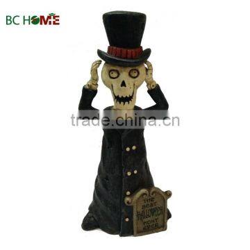 2015 New Resin Halloween decoration human skeleton with tombstone