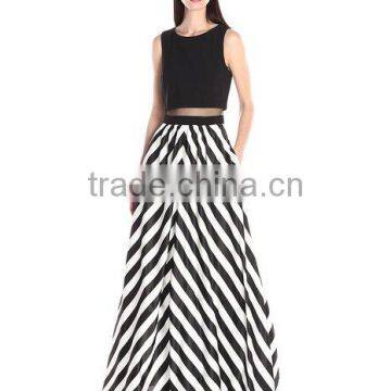 2016 Hot Sales Two Piece Design Maxi Dress Black/white New Style Dress LC6042-A photo-2