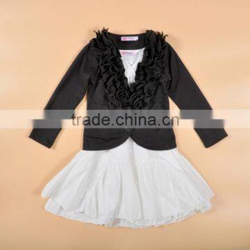 Frock Suits for Baby Girl Black Suit Coat and White Frocks 2 Pieces photo-2