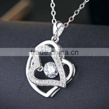 Popular Girl Fashion Girls Dainty Double Heart Pendant Necklace With AAA Zircon photo-2