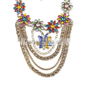 Multilayer Out Chain With Multicolor Rhinestone Women Necklaces photo-5
