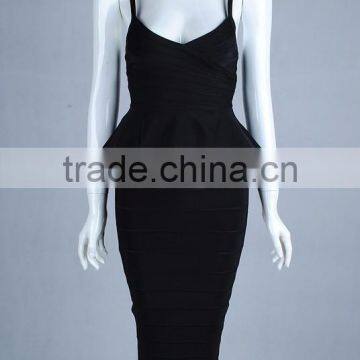 4 Colors Wholesale Knee Length Spaghetti Strap 2 Piece Women's High Waist HL Bodycon Bandage Dress Cocktail Party Dress photo-6