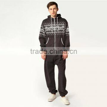 Wholesale high quality hooded pajamas for men adult onesie 100 cotton