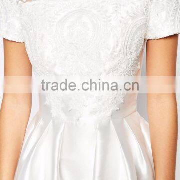 Custom Made Size Bridal Grown Maxi Dress With Embroidery And Cap Sleeve Wedding Dress Lvory And White photo-3