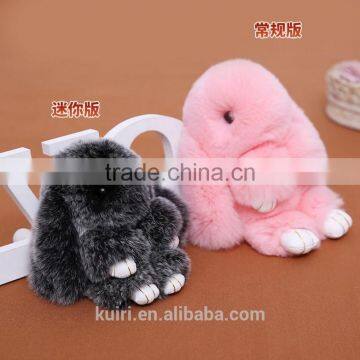 2016 Play Dead Rabbit Bunny Keychain Fashion Fur Pom Pom Keychain Fur Rabbit Cut Toy Doll Hanging Pendant Jewelry Accessories photo-2