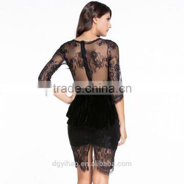 2016 OEM Customized Black One Piece Fashion Office Lady Women Dress Womens Wear photo-4