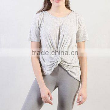 T Shirt Cheap Price Wholesale Lady T-shirt With Knot Front photo-2