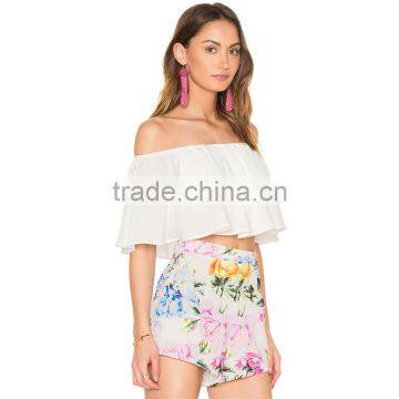 Custom Print Shorts and off the Shoulder Blouse Factory Connection Clothing