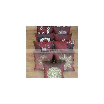 Assortment of Decorative Cushion Covers Embroidered Red