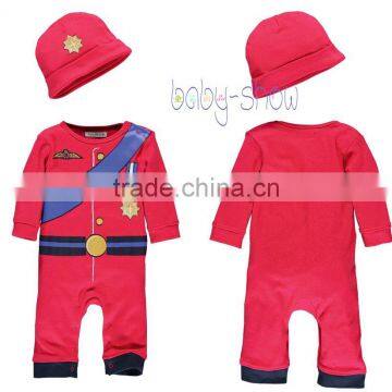 Fashion Baby Boy Autumn And Winter Red Painted Romper With Hat Cotton Kids Clothi 3 Pcs/Lot RR40218-2