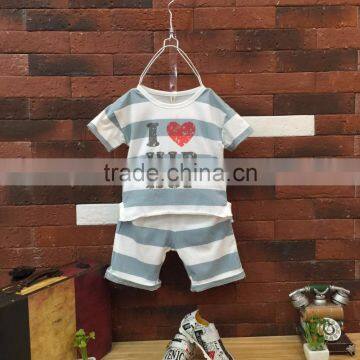 Wholesale summer cotton printing boys kids t shirt with pants set