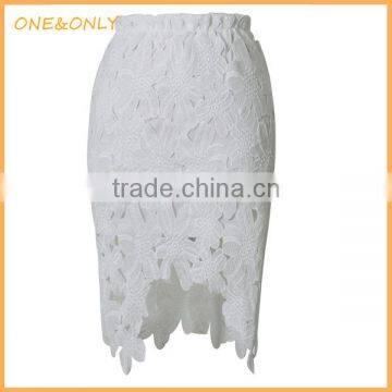 white crochet lace skirt