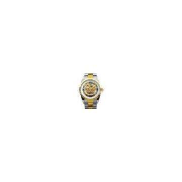 Stainless Steel Automatic Mechanical Watch Skeleton Dial , Men S Watch
