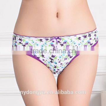 purple little flower cotton brief panties/yje wholesale plus size sexy cotton breathable underwea panties/mulit color