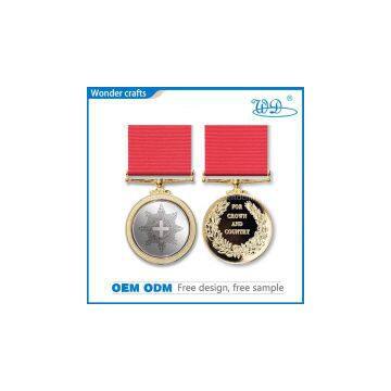 Customized bimetal casting mirror finish pin-style gold silver plated engraved glorious medallion