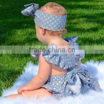 Girls Romper Play Suit Grey Polka Dots Newborn Baby Clothes M7060204