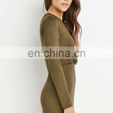 Cheap Price Women Long Sleeve Sexy Tight Mini Layered Dress photo-3