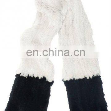 3174# New Knitted Two-tone Rabbit Scarf