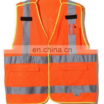 hot sale fluorescent reflective safety clothing /road safety vest with strip/ mesh high visibility waistcoat security vest