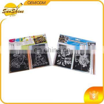 Handmade diy pictures cartoon design scratch art paper ,2pcs scratch art