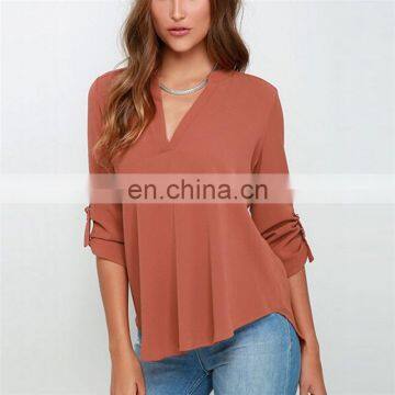 Plus Size Colorful Women Sexy V-neck Chiffon Blouse &Tops 2016 Women Apparel photo-4