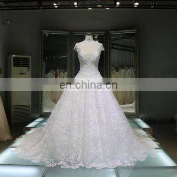 2017 Chins Supplier Sweetheart Long Lace Cathedral Loyal Train Wedding Dress for Bridal photo-3