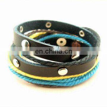 Bohemian nation style leather bracelet Ropes rivet bracelet for boys and girl