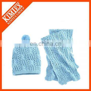 Wholesale knitted scarf beanie and glove set