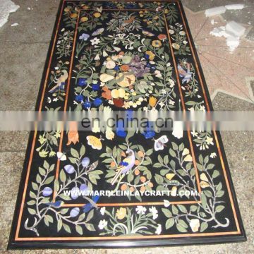 Rectangular Marble Pietra Dura Table Top, Inlay Marble Table Top