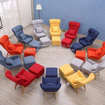 Modern Ash Wood Fabric Cushion Living Room Lounge Chair photo-4